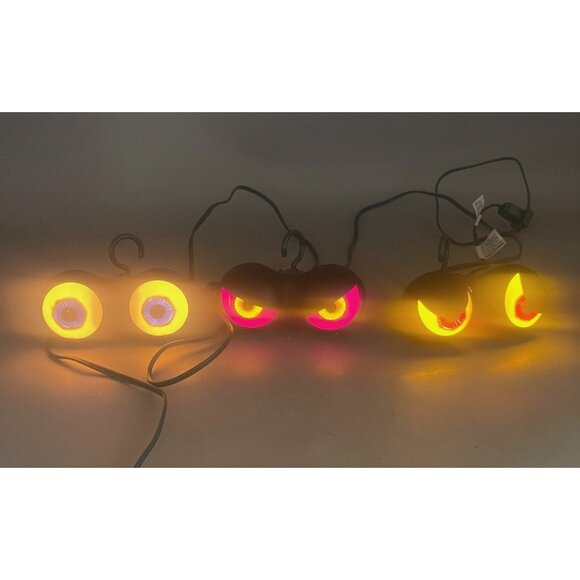 Spooky Eyes Halloween String Lights 3 pair of Flashing Eyes Halloween decor READ - Picture 1 of 8